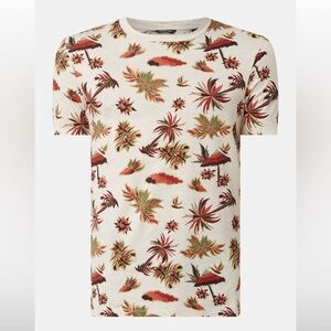 Scotch & Soda tropical print cotton t-shirt in white melange